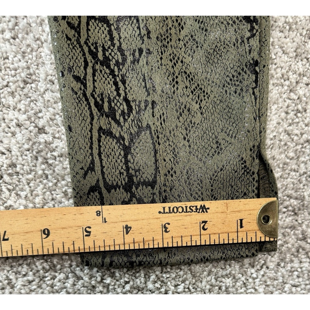 Zac & Rachel Womens Skinny Ankle Leggings Pants Olive Snakeskin NEW Size Large - Picture 6 of 6